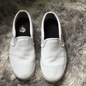 White perf slip on vans